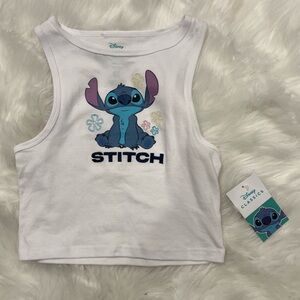 Disney White and Blue Stitch Tank Top